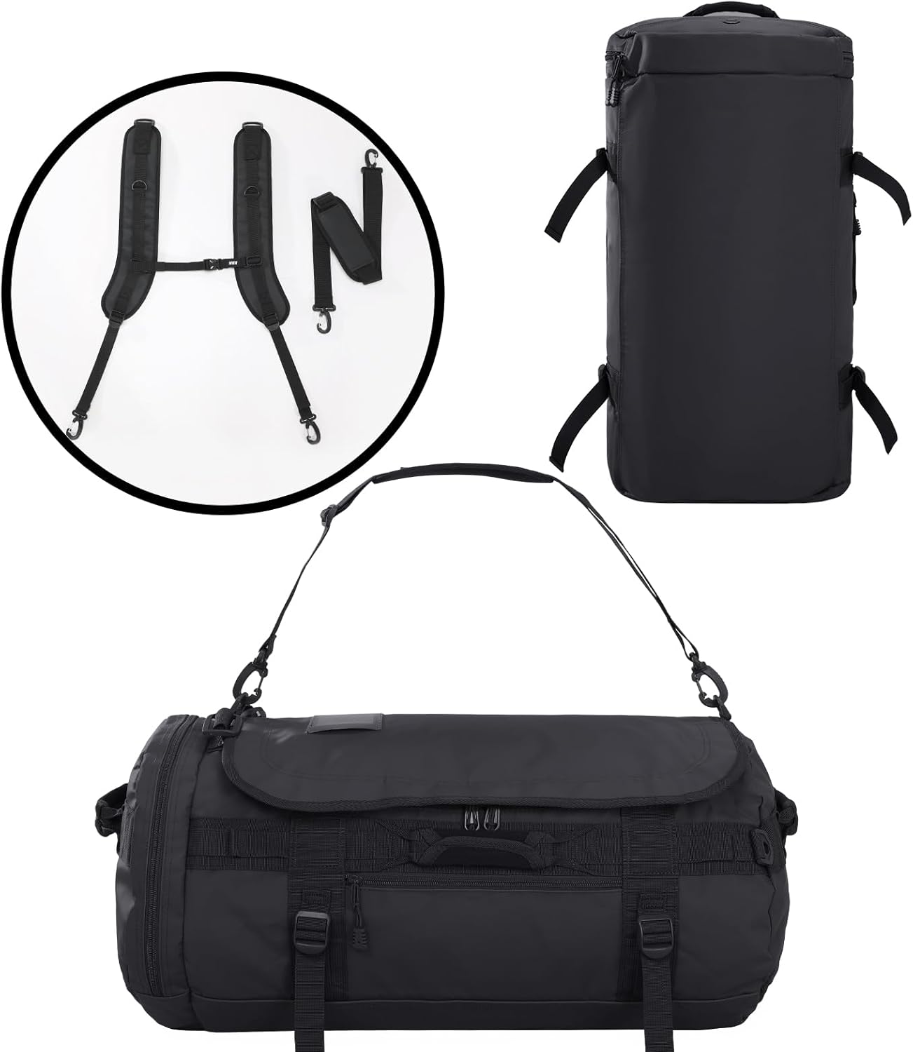 MIER Large Duffel Backpack Sports Gym Bag with Shoe Compartment, Heavy Duty and Water Resistant, Black, 90L - Image 5